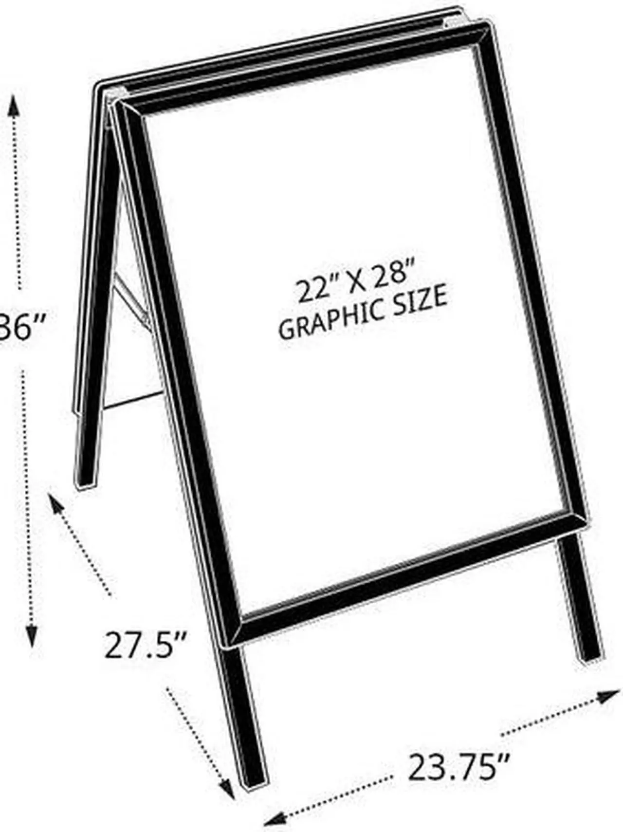 Alt view image 6 of 6 - Azar A-Board Sign in Black. Slide-In Frame Size: 22"W x 28"H 300246