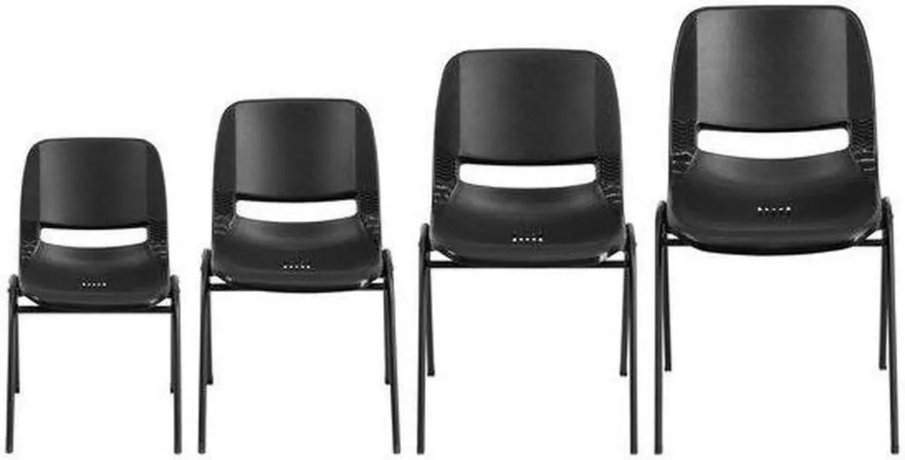 Alt view image 13 of 20 - HERCULES Series 440 lb. Capacity Kid's Black Ergonomic Shell Stack Chair with Black Frame and 12" Seat Height