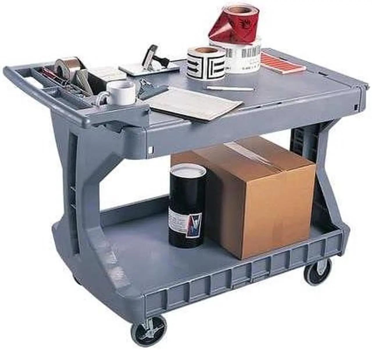Alt view image 7 of 8 - ZORO SELECT 30930GREY High-Density Polyethylene Utility Cart with Flip-Gate