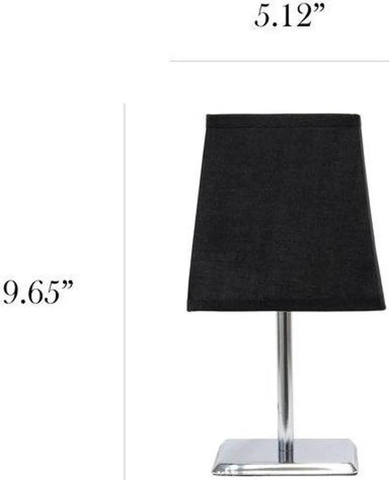 Alt view image 11 of 15 - Simple Designs Mini Chrome Table Lamp with Squared Empire Fabric Shade LT2062-BLK