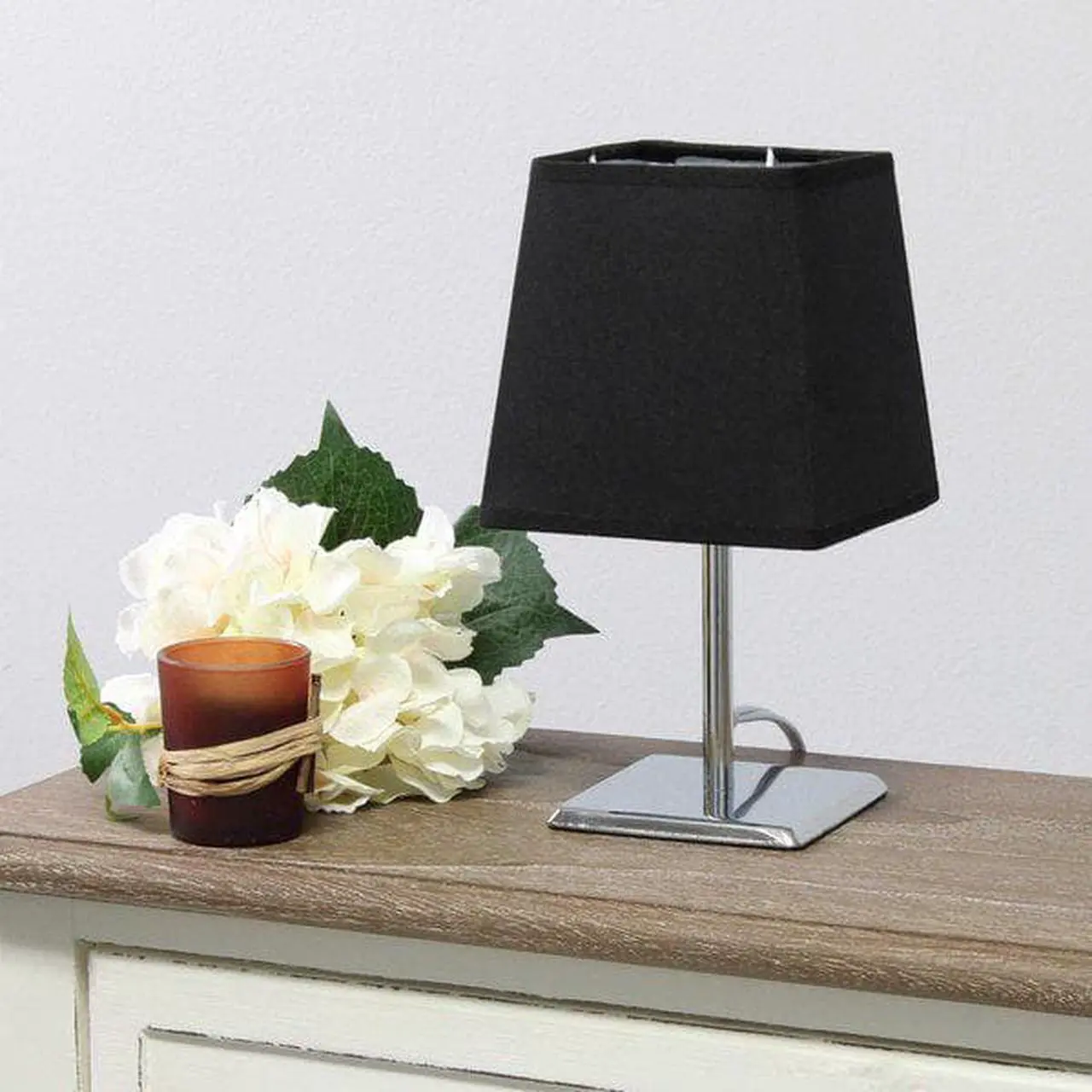 Alt view image 10 of 15 - Simple Designs Mini Chrome Table Lamp with Squared Empire Fabric Shade LT2062-BLK