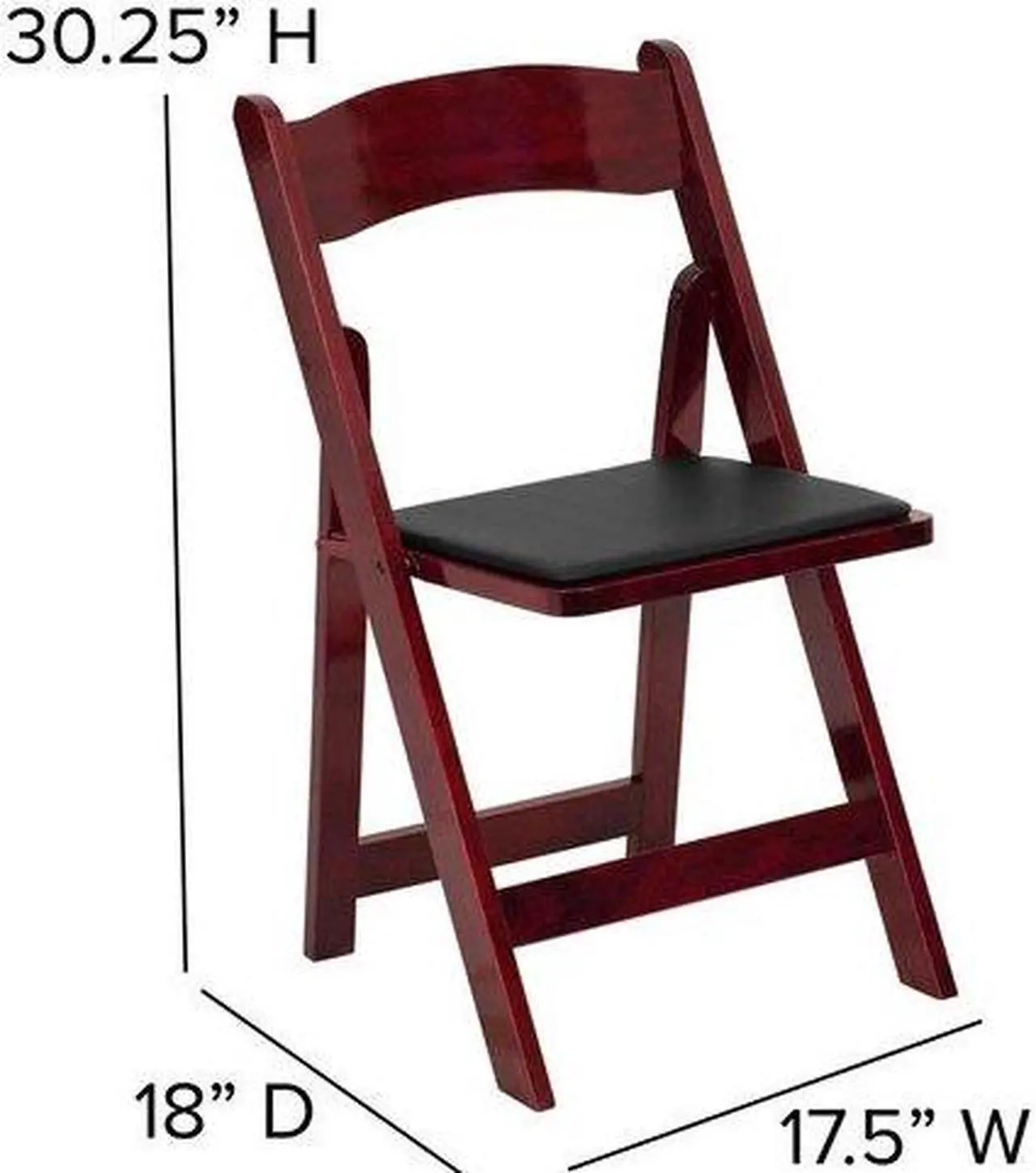 Alt view image 10 of 20 - 2 Pack HERCULES Series Mahogany Wood Folding Chair with Vinyl Padded Seat