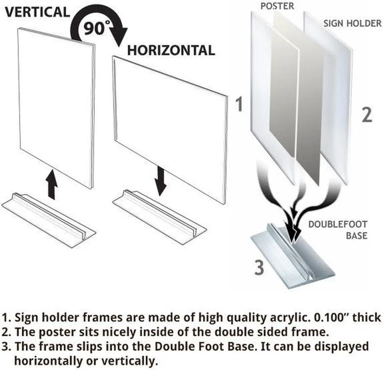 Alt view image 4 of 4 - Azar Displays 102733 Clear Acrylic Double Sided Sign Holder 5.5" x 8.5" Vertical/Horizontal with T Strip, 10-Pack