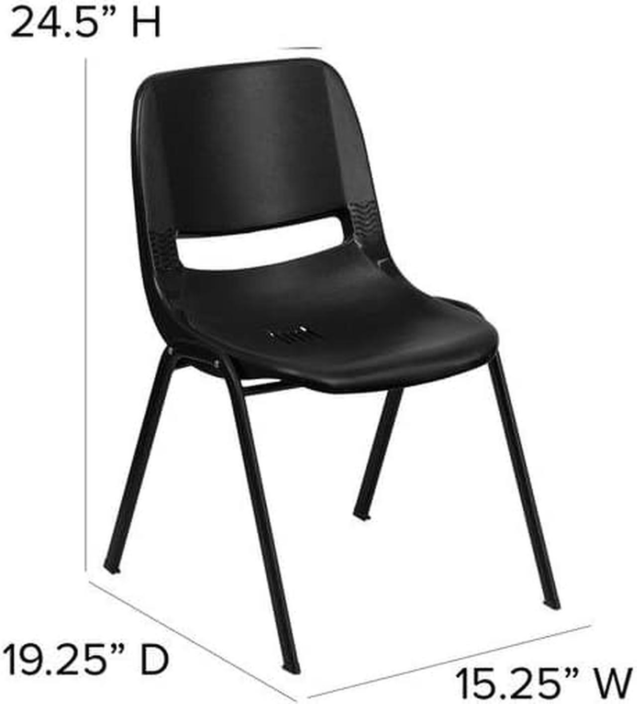 Alt view image 2 of 14 - 5 Pk. HERCULES Series 440 lb. Capacity Black Ergonomic Shell Stack Chair with Black Frame and 14'' Seat Height