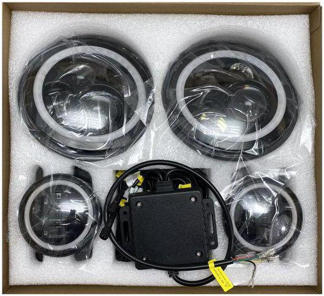 Alt view image 7 of 10 - RS3037050-C - ColorSMART Jeep JK 7in Headlight & 4in Foglight Complete Kit w/ Chasing