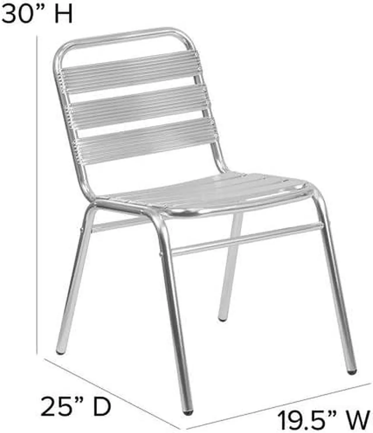 Alt view image 3 of 17 - Flash Furniture 4 Pack Commercial Aluminum Indoor-Outdoor Restaurant Stack Chair with Triple Slat Back