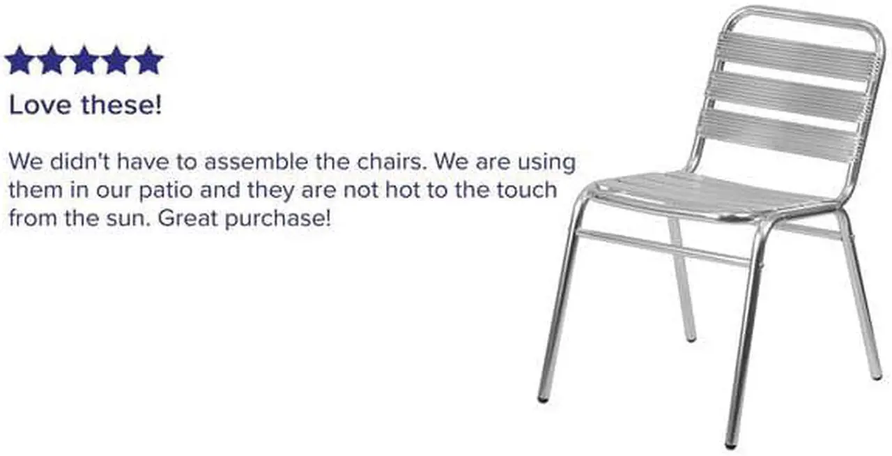 Alt view image 6 of 17 - Flash Furniture 4 Pack Commercial Aluminum Indoor-Outdoor Restaurant Stack Chair with Triple Slat Back