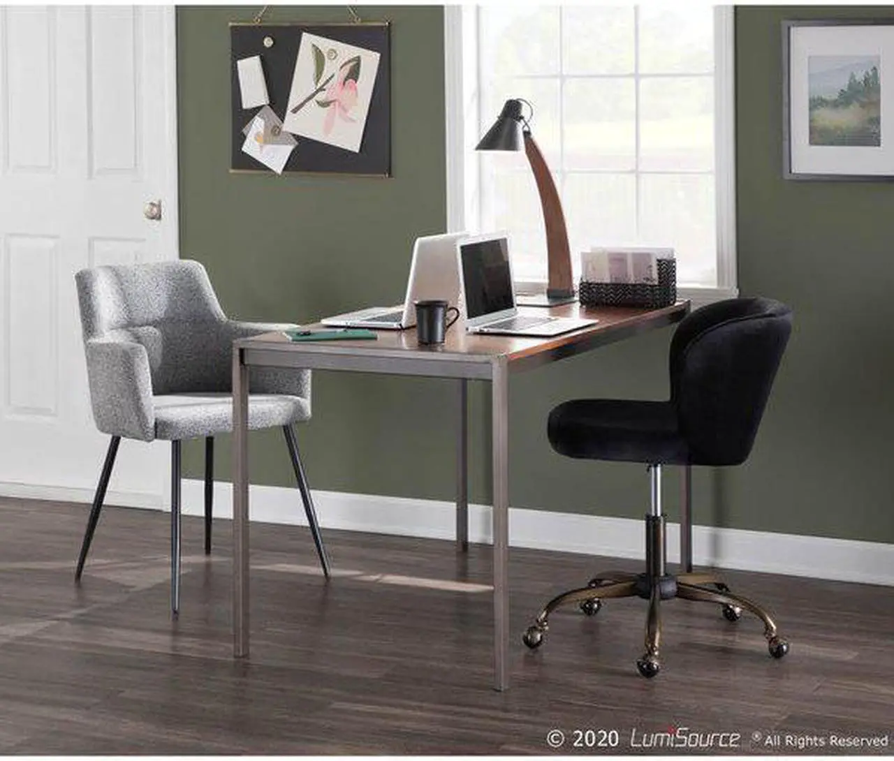Alt view image 4 of 8 - LumiSource Fran contemporary Task chair in Black Velvet