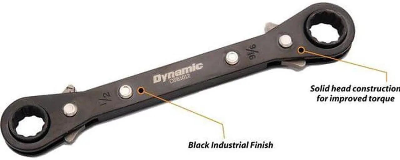 Alt view image 3 of 8 - dynamic 5 piece sae double box end, reversible ratcheting wrench set, straight