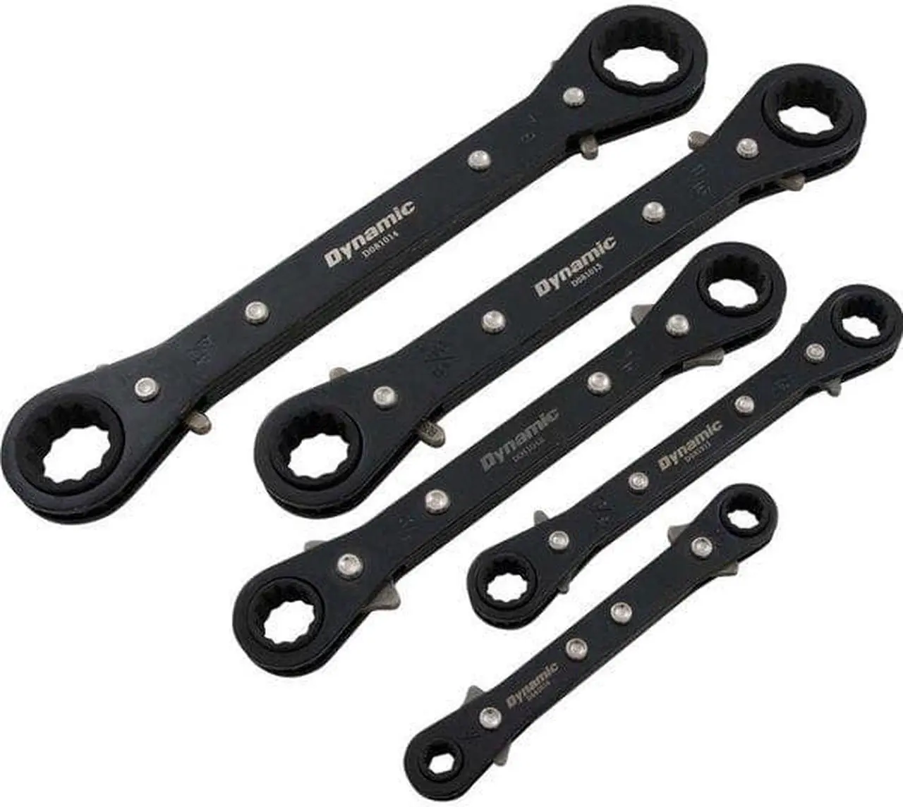 Alt view image 6 of 8 - dynamic 5 piece sae double box end, reversible ratcheting wrench set, straight