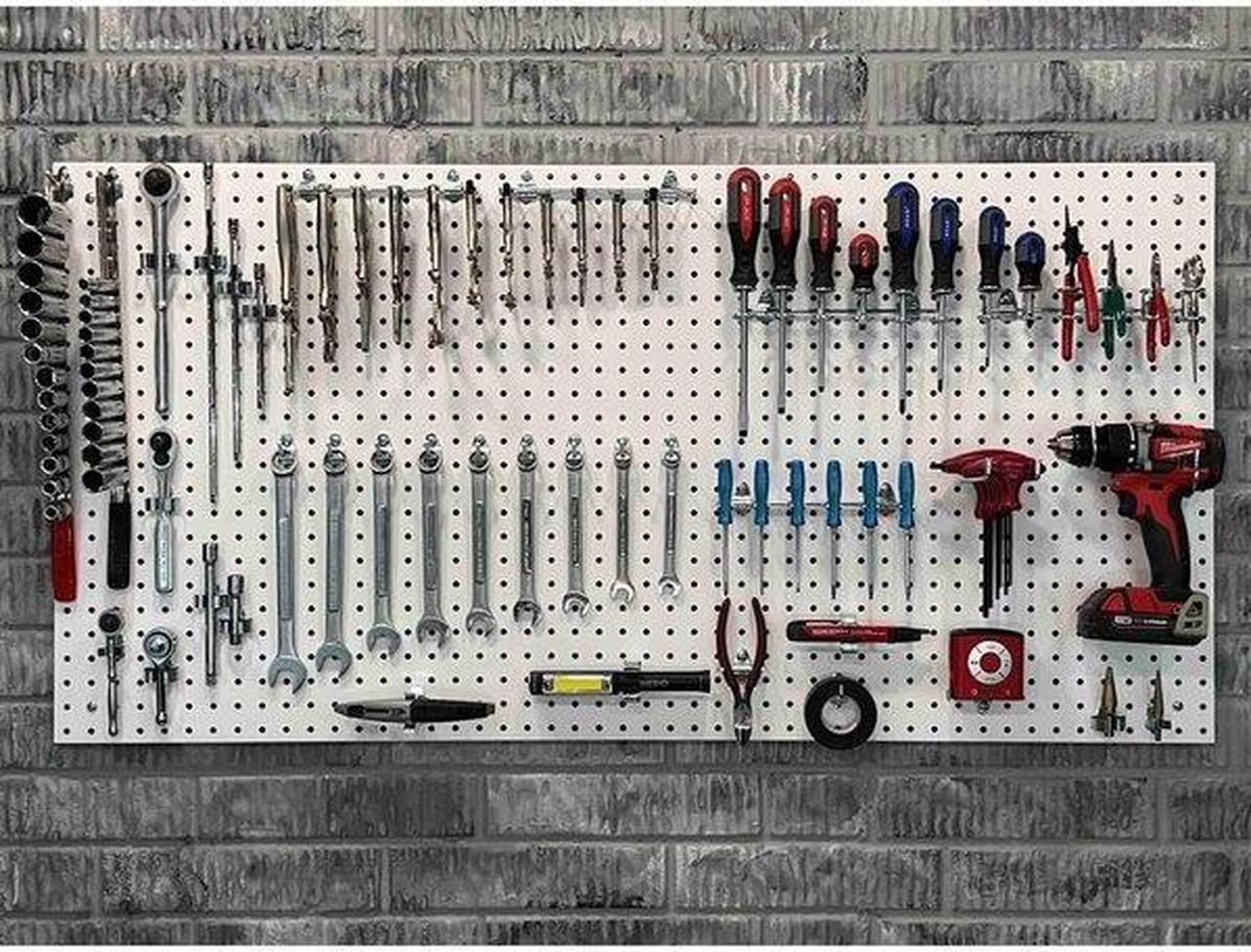 Alt view image 5 of 6 - Hardwood Pegboard Panel with 100 lb. Load Capacity, 48"H x 24"W, White, 4 PK