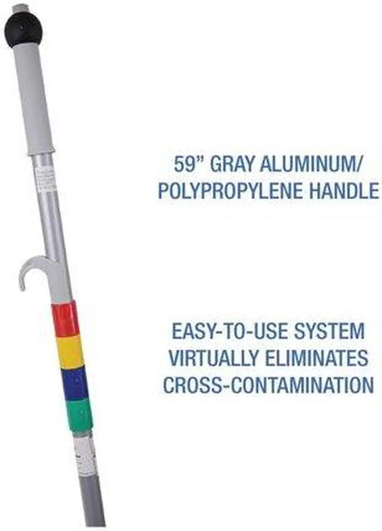 Alt view image 11 of 17 - Boardwalk Bucketless Microfiber Mop System 5 x 18 Head 59" Handle Blue/Gray BWMS16MFM
