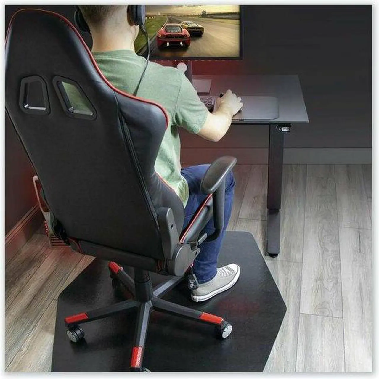 Alt view image 9 of 12 - ES Robbins ESR121563 42 x 46 in. Game Zone Chair Mat, Black