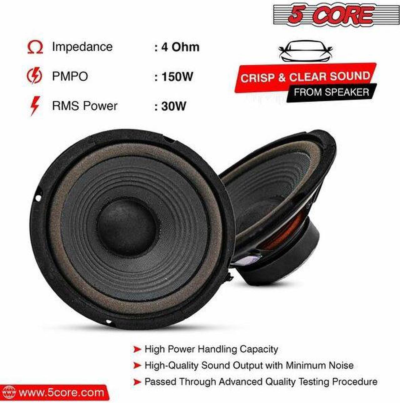 Alt view image 9 of 15 - 5 Core 6.5 Inch Subwoofer Pair 300W Peak 4OHM Car Audio Replacement Speaker Sub Woofer High Sensitivity Powerful Bass Bocinas para Carro - WF 672 2 PCS