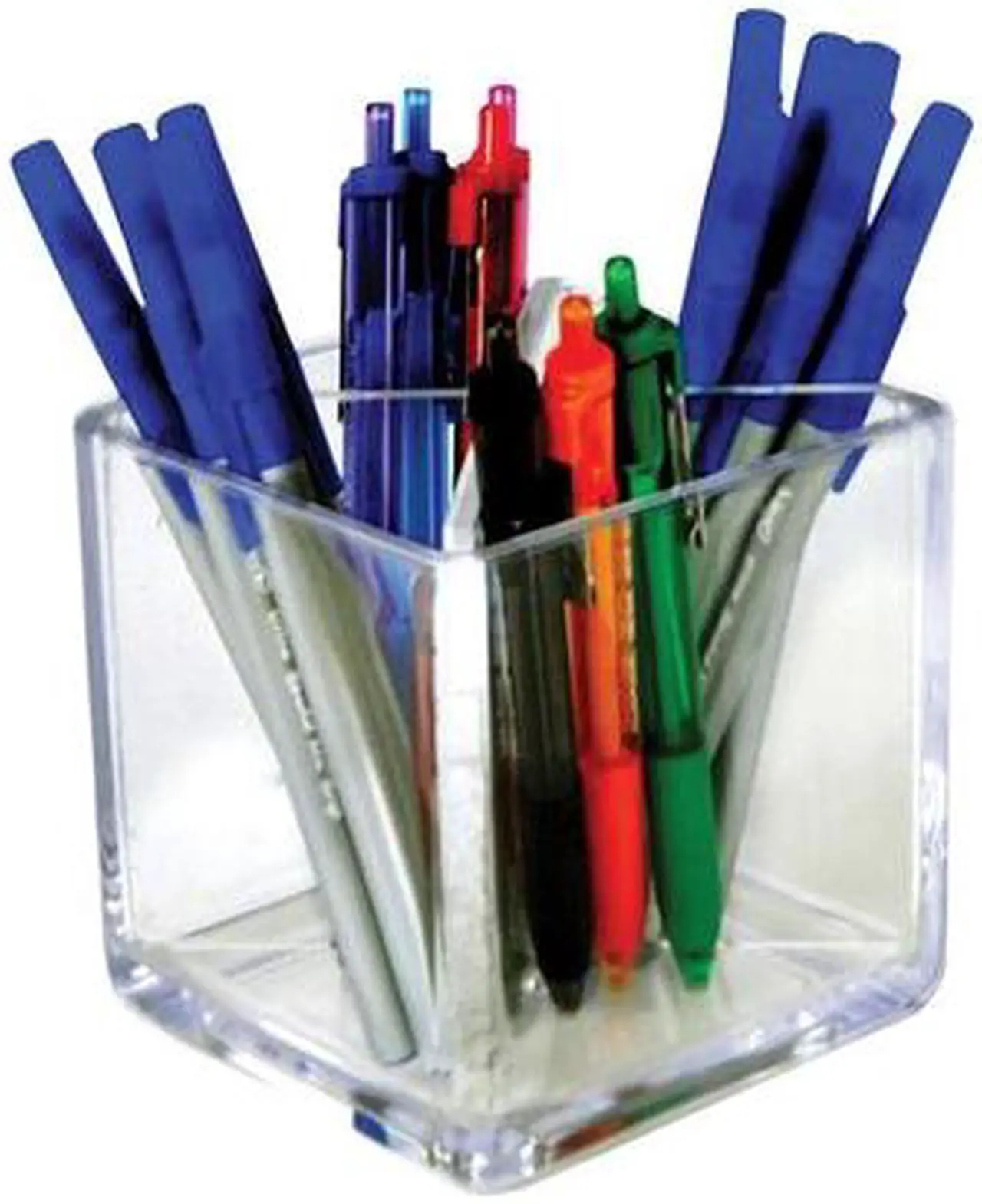 Alt view image 2 of 3 - AZAR DISPLAYS 556354 4" Cube Pencil Holder W/ Divider, PK2