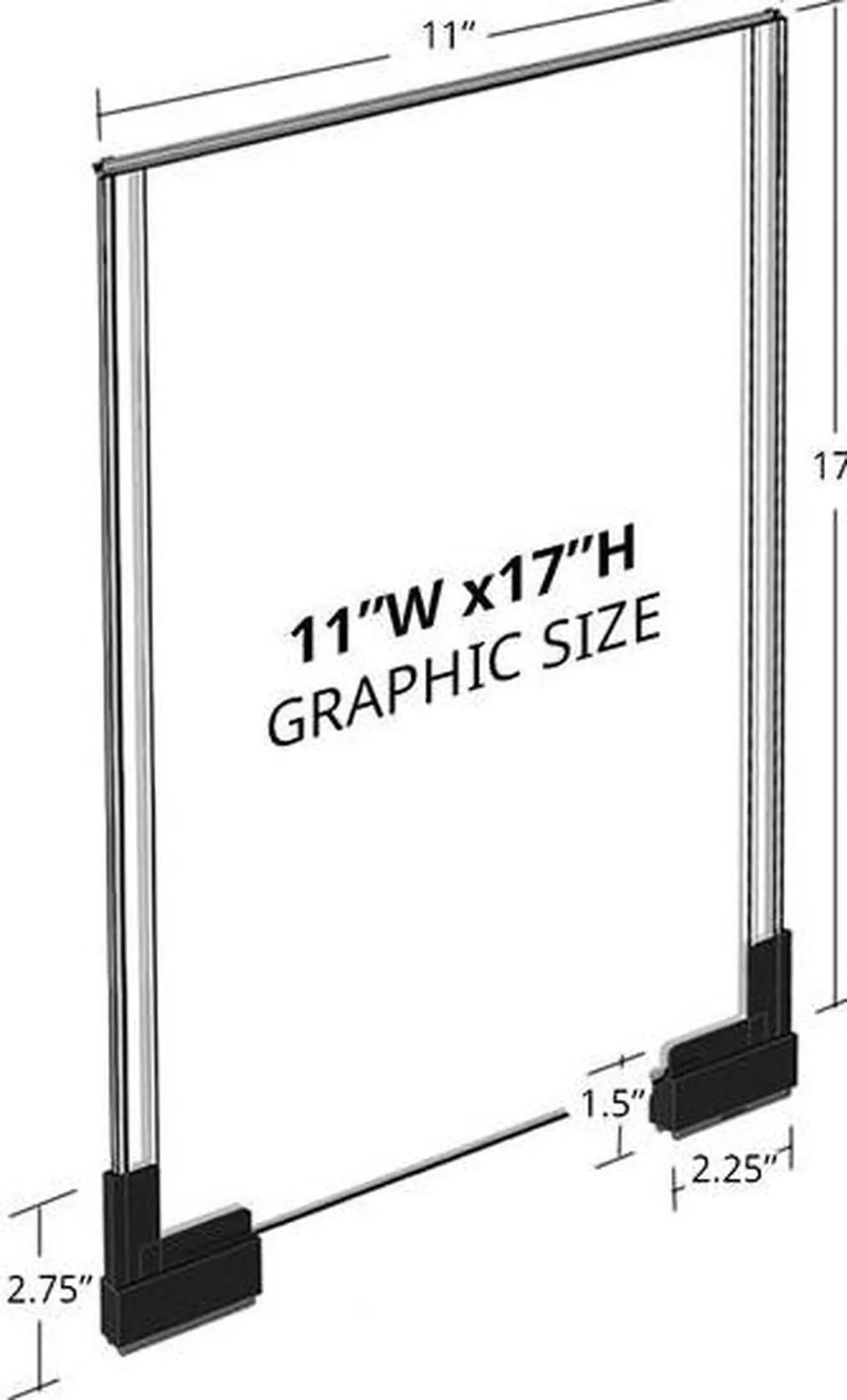 Alt view image 2 of 2 - AZAR DISPLAYS 109906 Two-Sided Large Acrylic Sign Holder W/ Magnetic Boots 11"