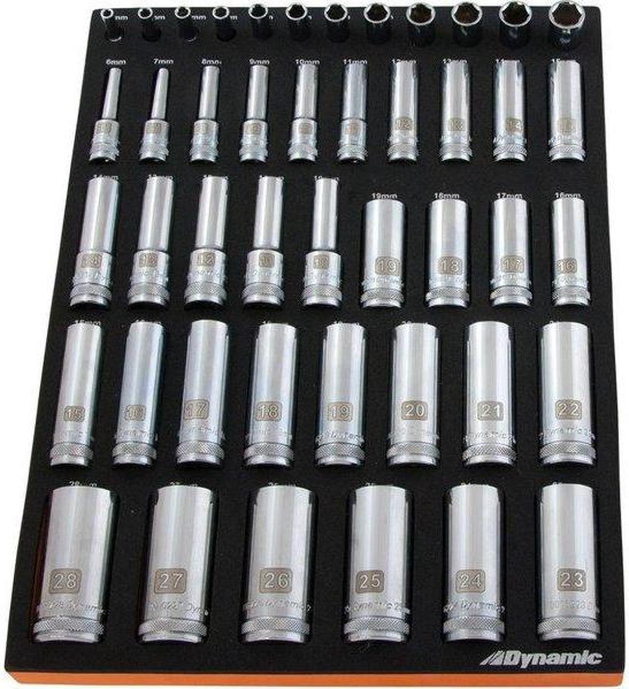 Alt view image 4 of 6 - DYNAMIC D096001-FT6T 46Pcs 1/4, 3/8& 1/2Dr Metric Deep Chrome Sckt Set W/