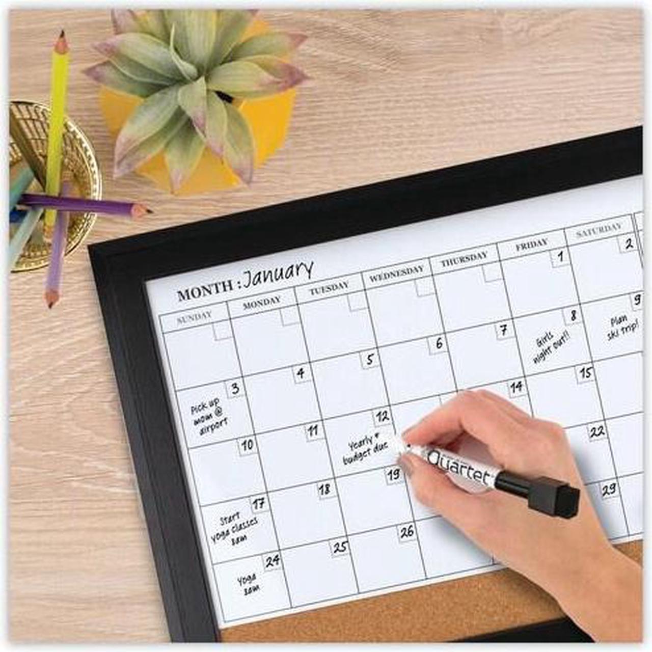 Alt view image 13 of 20 - Quartet Combination Magnetic Whiteboard Calendar & Corkboard 23x17 Black