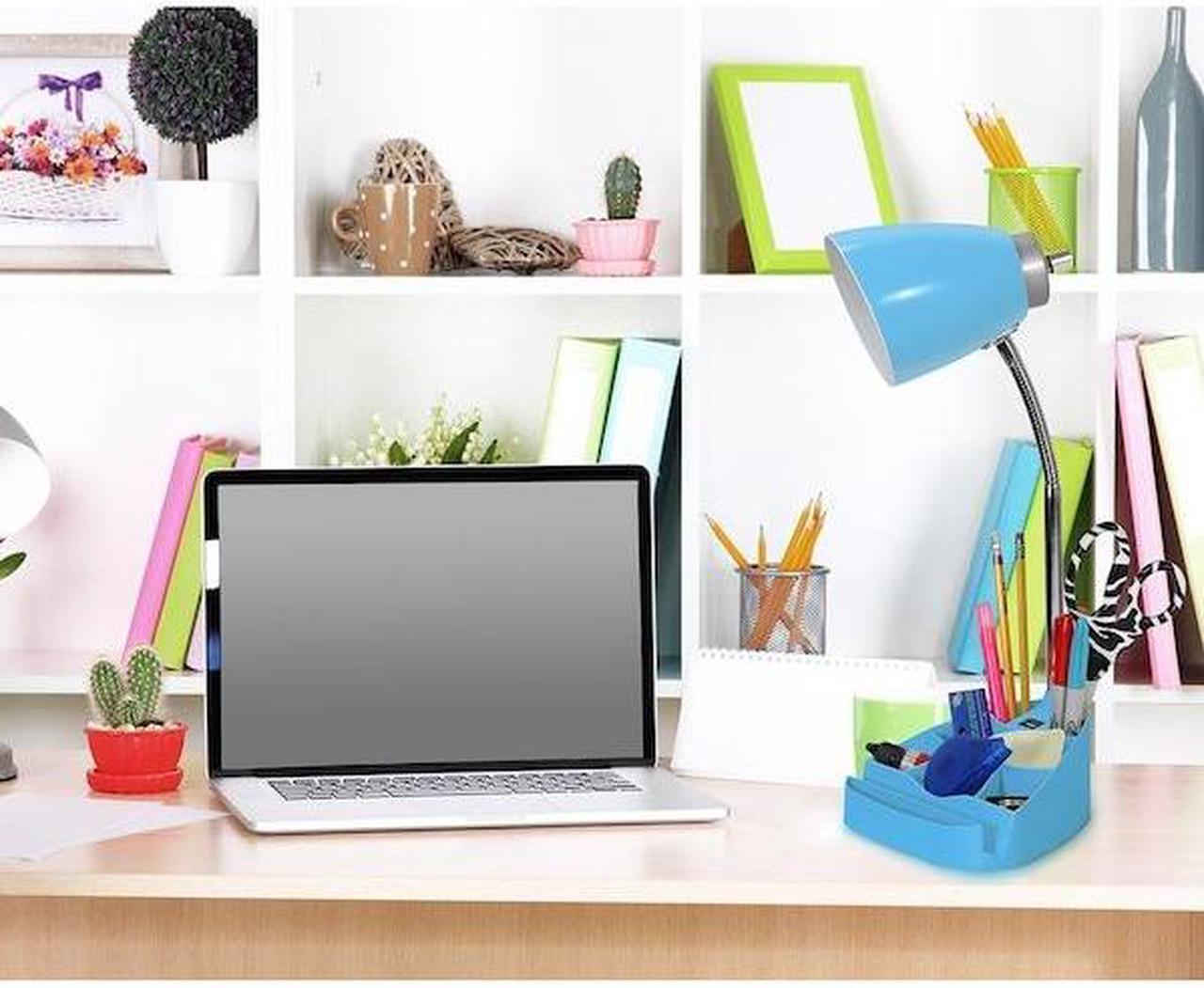 Alt view image 12 of 13 - Limelights Gooseneck Organizer Desk Lamp with iPad Tablet Stand Book Holder and USB port, Blue