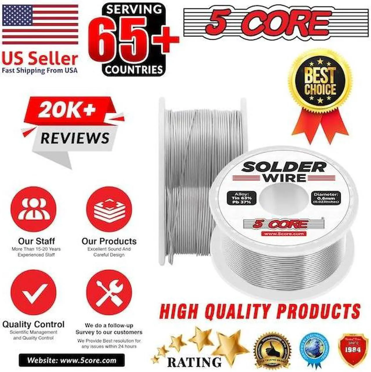Alt view image 12 of 14 - 5 Core Solder Wire Rosin Core Flux Soldering Wire 63/37 63% Tin (Sn)37% Lead (Pb) 1 pc 50 gms
