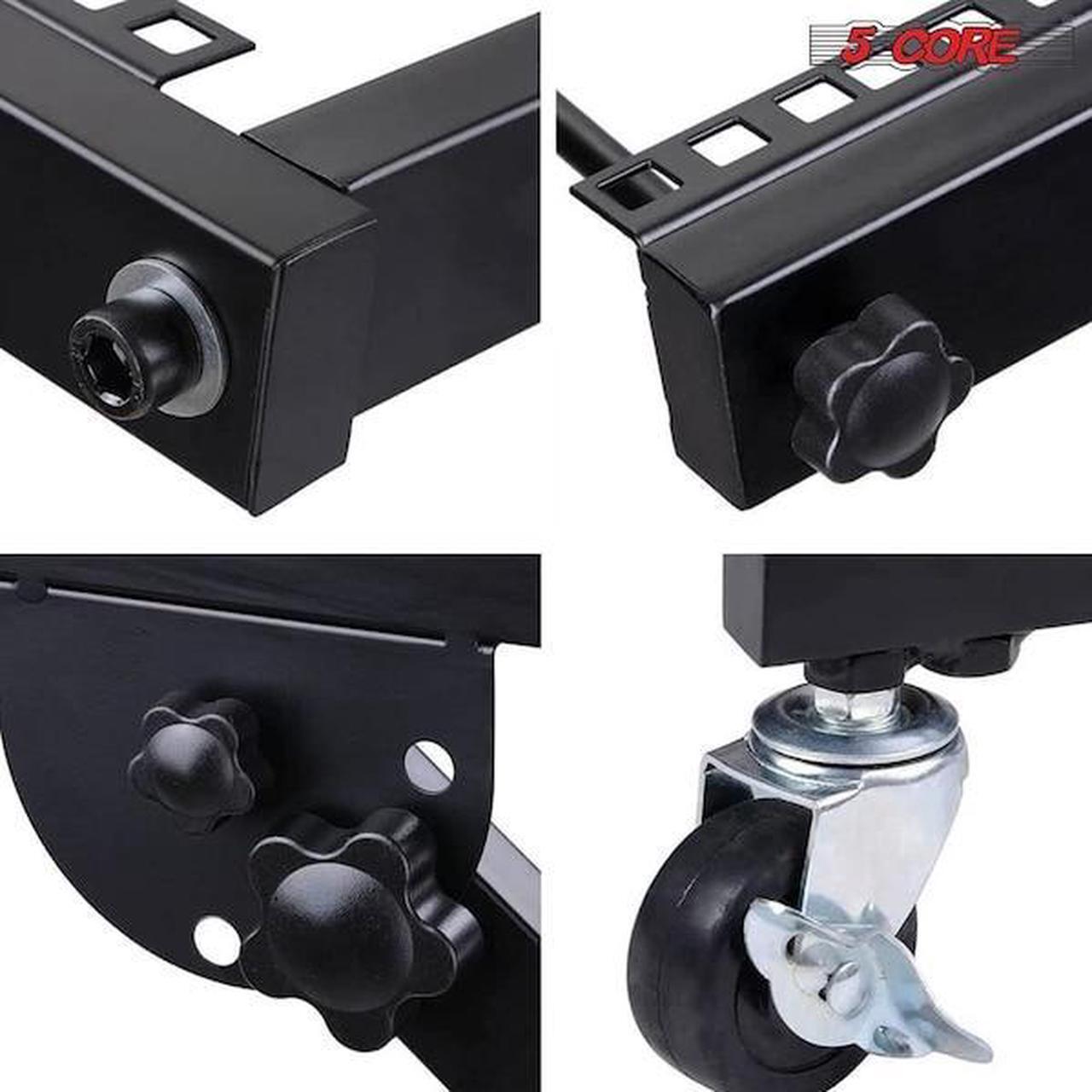 Alt view image 9 of 14 - 5 Core DJ Mixer Stand 12U Adjustable Rack Mount Rolling Stage Cart Pro Audio Studio Equipment for Homes Offices Stage Music Studios w Wheels - RACK STAND 12U