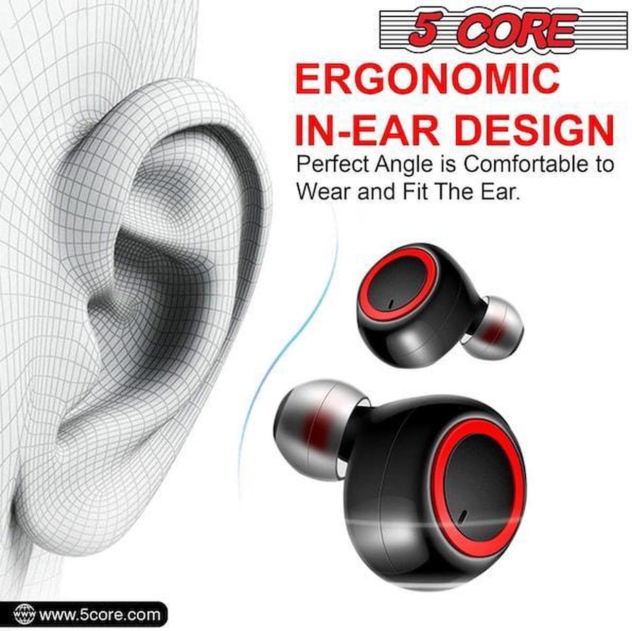 Alt view image 12 of 17 - 5 Core Wireless Ear Buds  Mini Bluetooth Noise Cancelling Earbud Headphones 32 Hours Playtime IPX8
