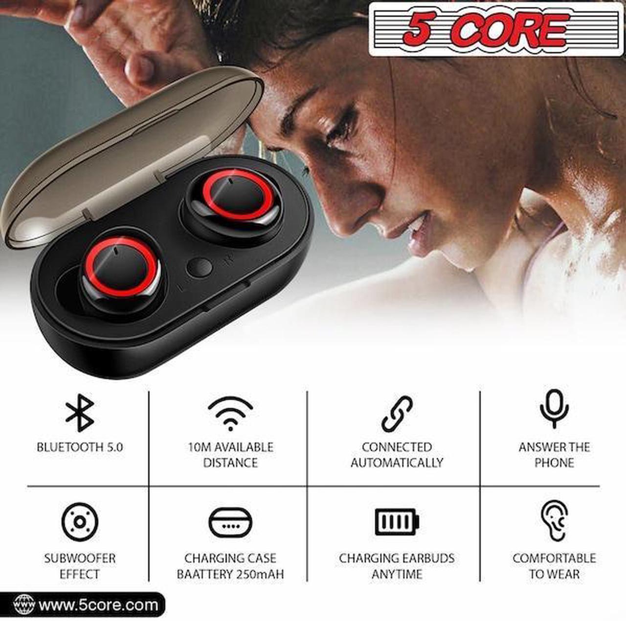 Alt view image 11 of 17 - 5 Core Wireless Ear Buds  Mini Bluetooth Noise Cancelling Earbud Headphones 32 Hours Playtime IPX8