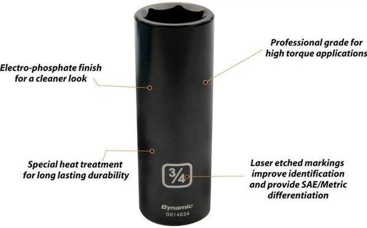 Alt view image 2 of 7 - DYNAMIC D018026 Tools 1/2" Drive 19 Pieces 6 Point Deep SAE Impact Socket Set