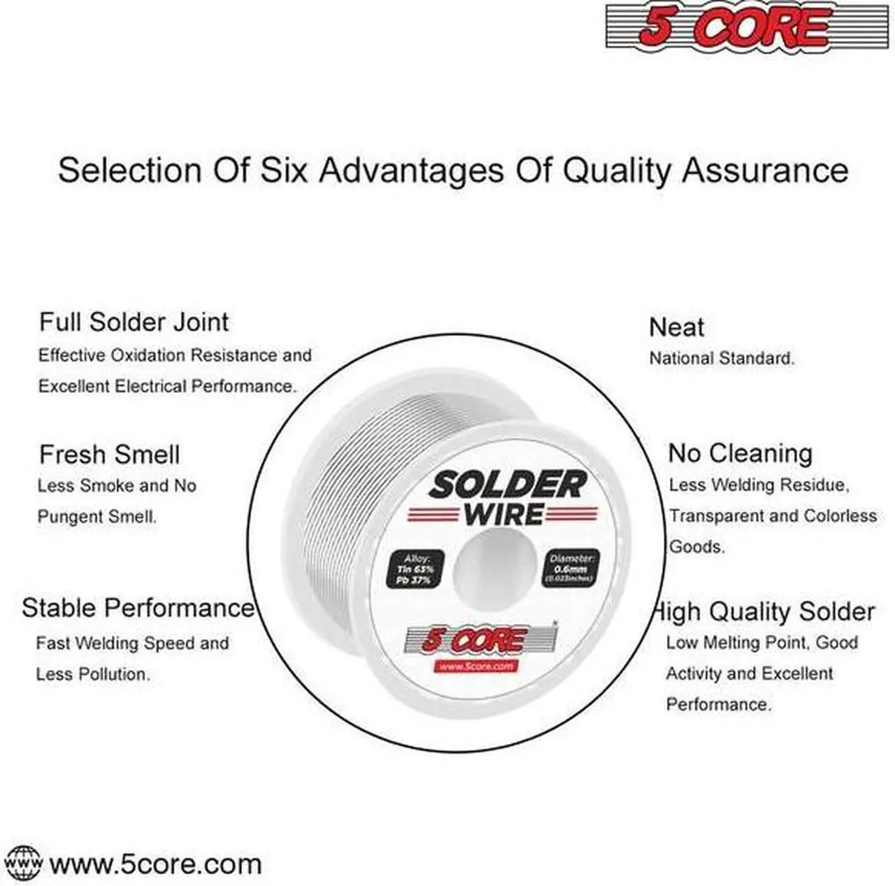 Alt view image 11 of 14 - 5 Core Solder Wire Rosin Core Flux Soldering Wire 63/37 63% Tin (Sn)37% Lead (Pb) 1 pc 50 gms