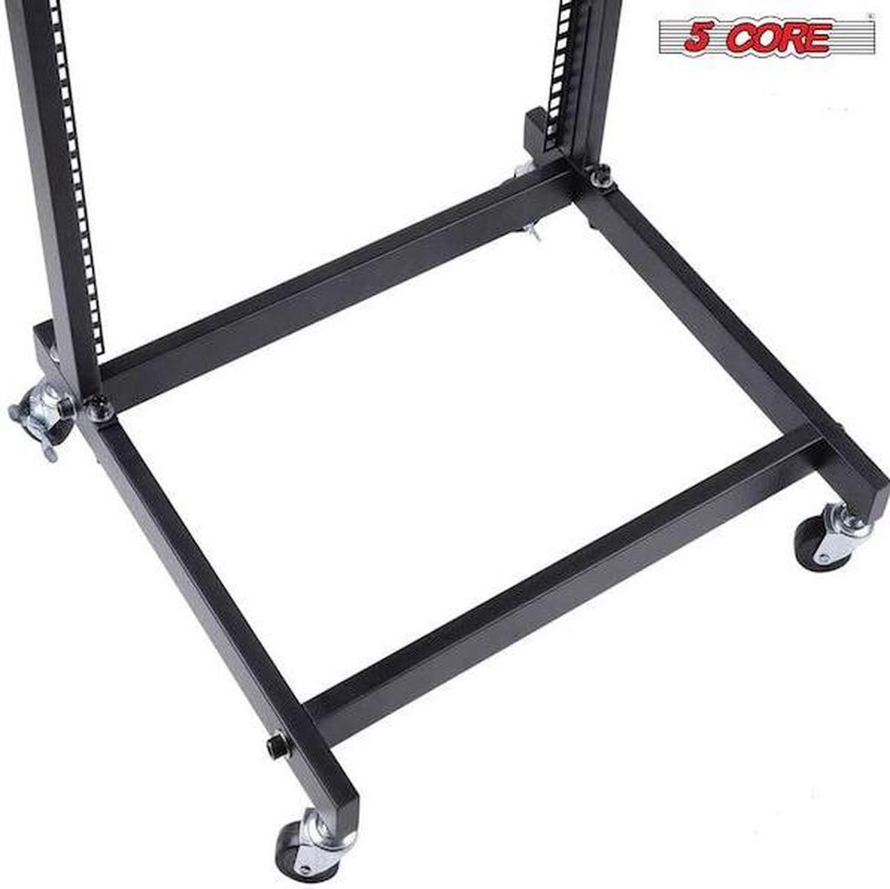Alt view image 14 of 14 - 5 Core DJ Mixer Stand 12U Adjustable Rack Mount Rolling Stage Cart Pro Audio Studio Equipment for Homes Offices Stage Music Studios w Wheels - RACK STAND 12U