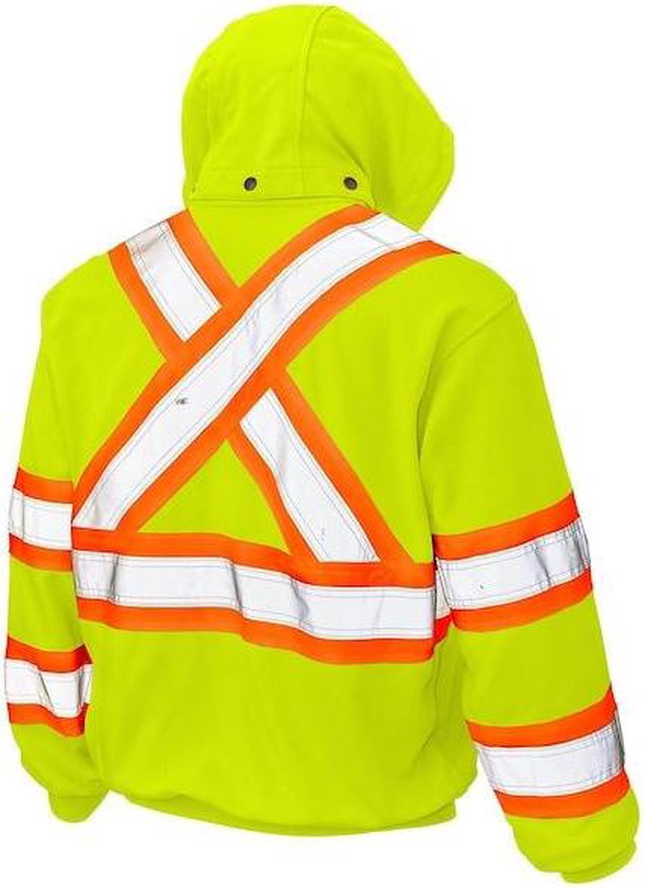Alt view image 3 of 3 - TOUGH DUCK S49421 3XL Hi-Vis Hooded Sweatshirt, Yellow/Green