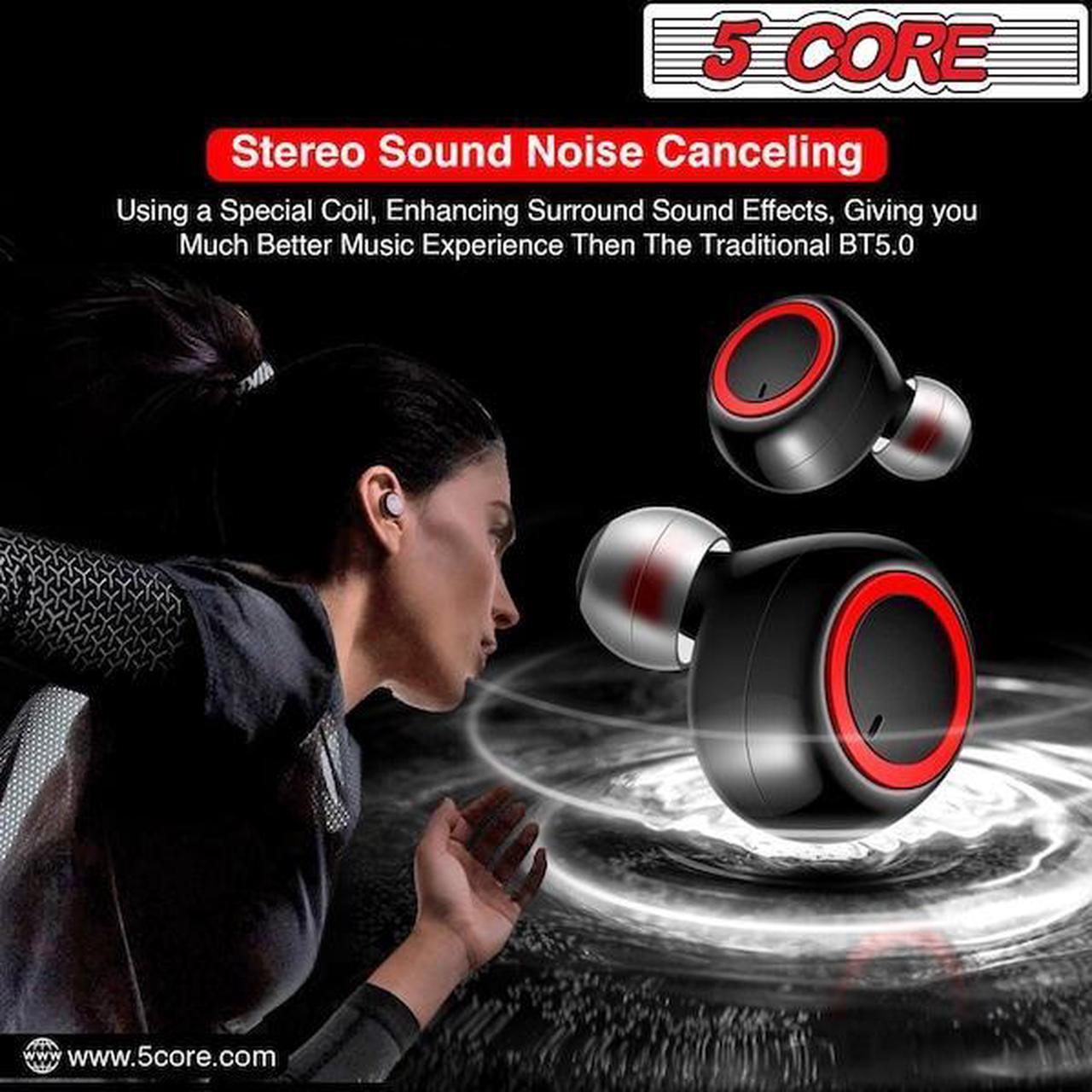 Alt view image 14 of 17 - 5 Core Wireless Ear Buds  Mini Bluetooth Noise Cancelling Earbud Headphones 32 Hours Playtime IPX8