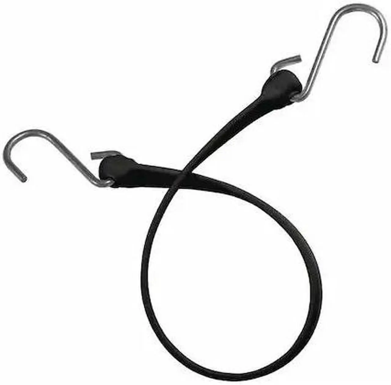 Alt view image 2 of 2 - Black Polyurethane Bungee Strap with S-Hooks, Bungee Length: 24"