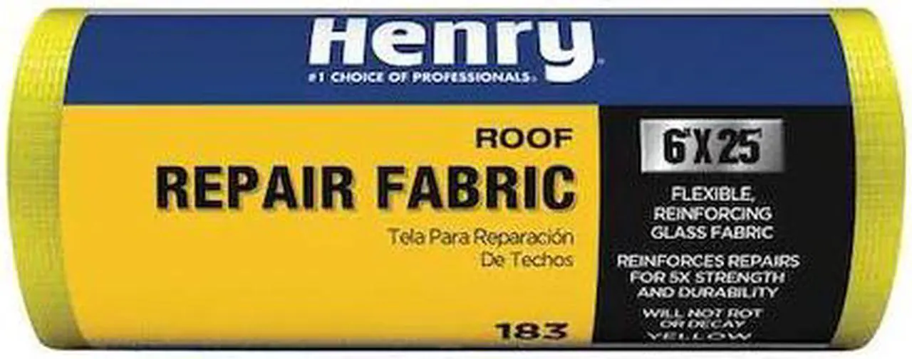 Main image of HENRY HE183196 Roof Repair Fabric, 6 in x 25 ft, Roll, Yellow
