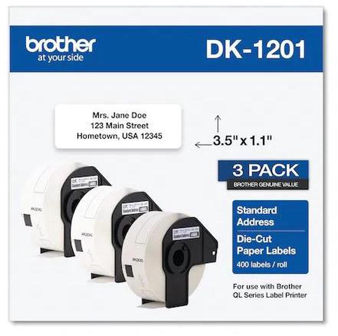 Alt view image 9 of 13 - Brother Genuine DK1201 DieCut Standard Rolled Address Labels for QL Printers 3Pk