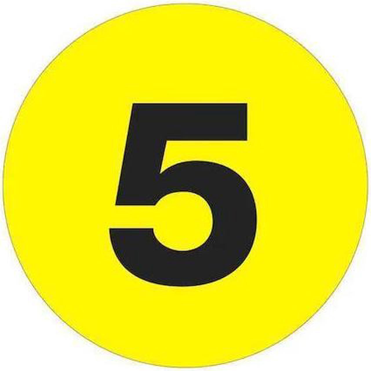 Main image of TAPE LOGIC DL1362 Tape Logic Number Labels, "5", 4" Circle, Fluorescent Yellow,