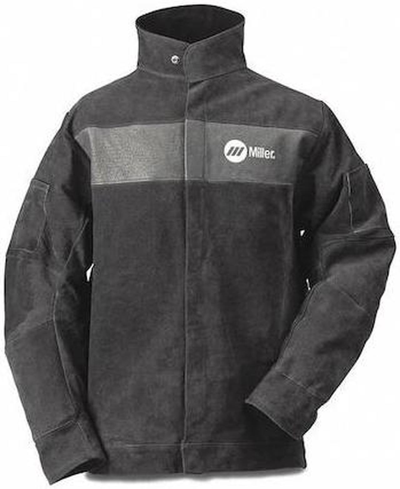 Alt view image 3 of 5 - MILLER ELECTRIC 273216 Welding Jacket,2XL,30" L,Gray,Leather
