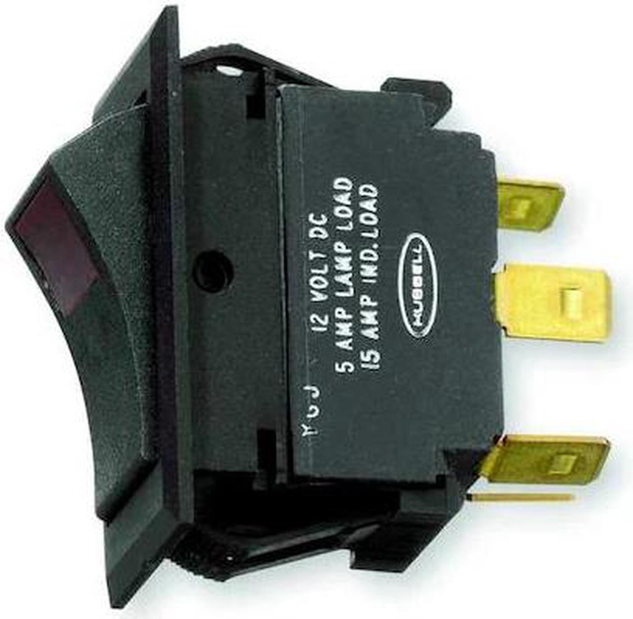 Alt view image 2 of 2 - HUBBELL WIRING DEVICE-KELLEMS MR123LRSP Lighted Rocker Switch,SPDT,5 Connections