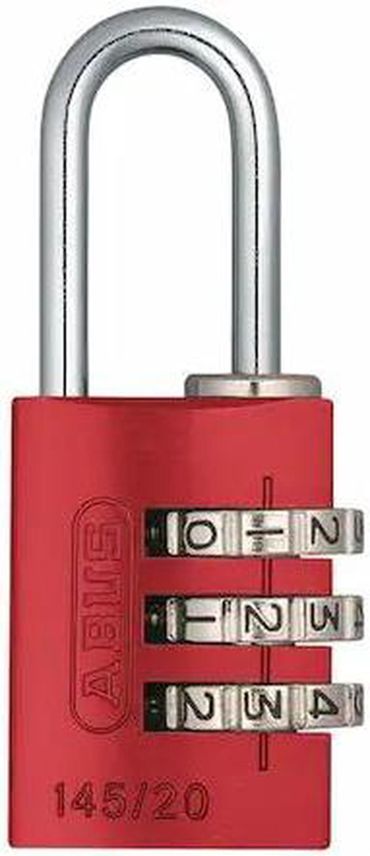 Main image of Combination Padlock, Resettable Side-Dial Location, 7/8" Shackle Height, Red