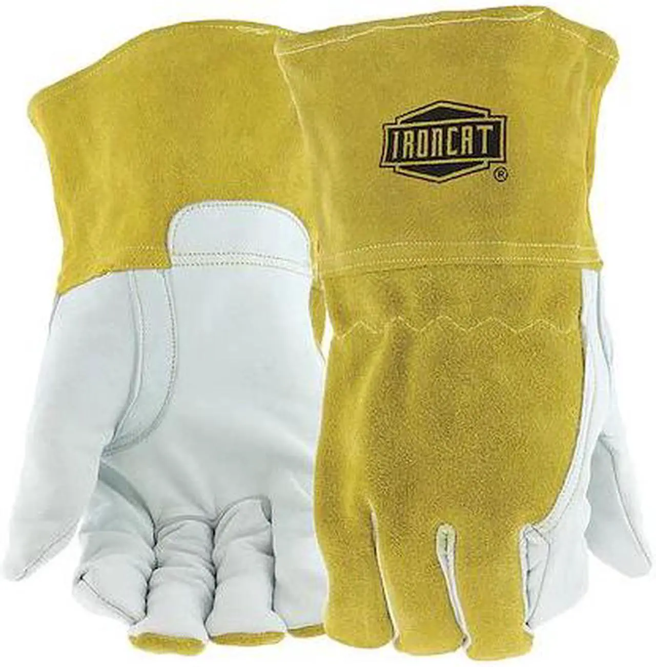 Main image of IRONCAT 6143/XL Welding Gloves, Gauntlet Cuff, Reinforced Thumb, A Cowhide, XL,