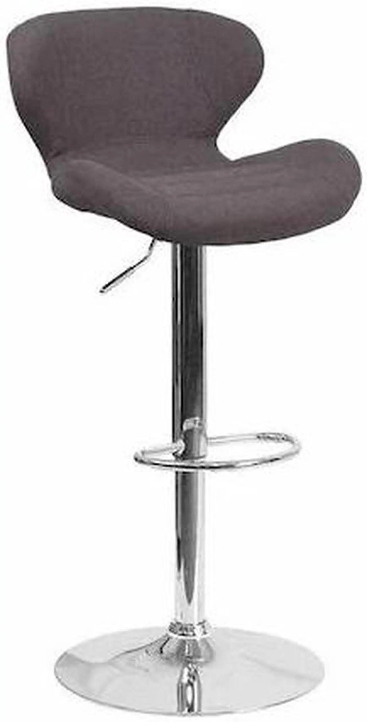 Alt view image 13 of 20 - Contemporary Charcoal Fabric Adjustable Height Barstool with Curved Back and Chrome Base