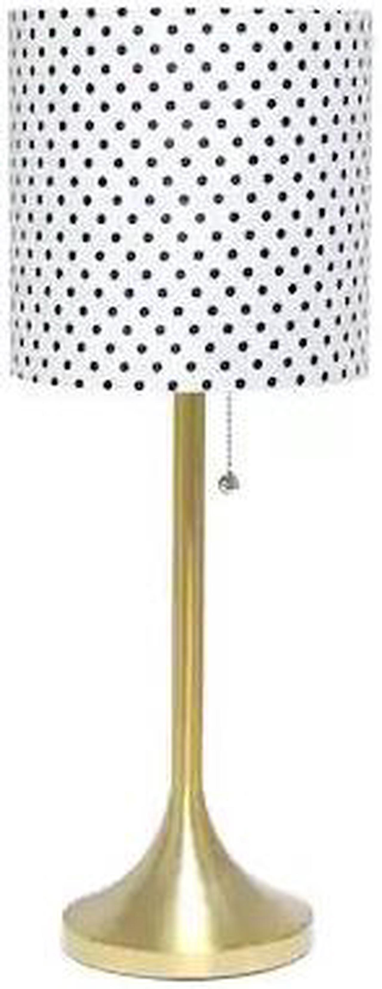 Alt view image 7 of 20 - Simple Designs Gold Tapered Table Lamp with Polka Dot Fabric Drum Shade