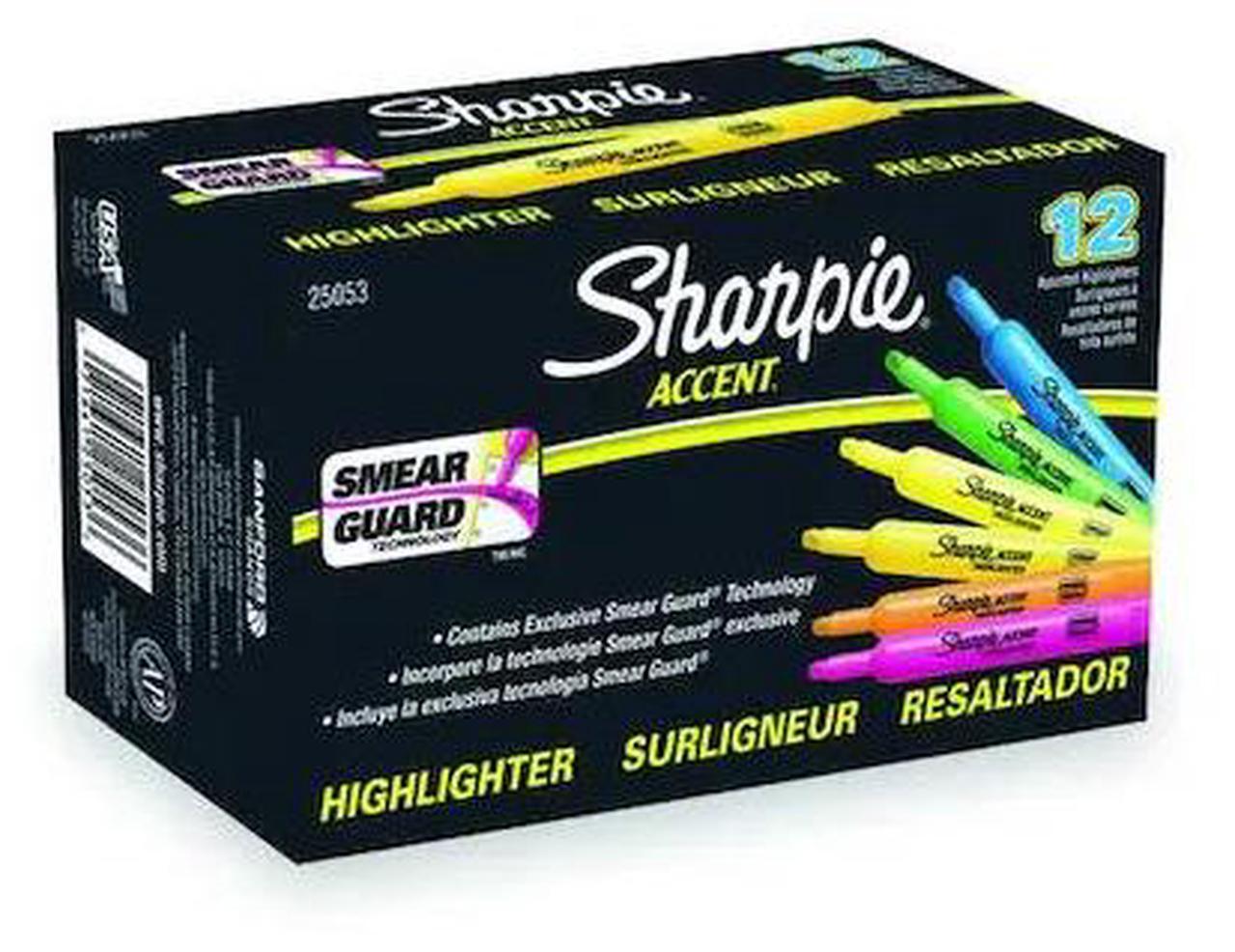 Alt view image 4 of 11 - SHARPIE 25053 Smear Guard Highlighter Set, Chisel Tip Fluorescent Colors PK12