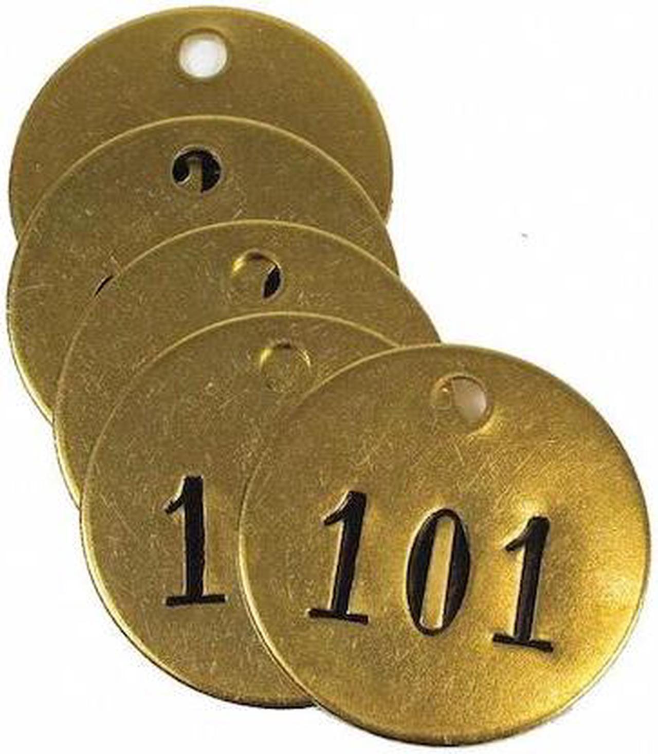 Main image of ZORO SELECT 40027 Numbered Tag, Brass, 1 1/2 in H x 1 1/2 in W, Yellow, Round,