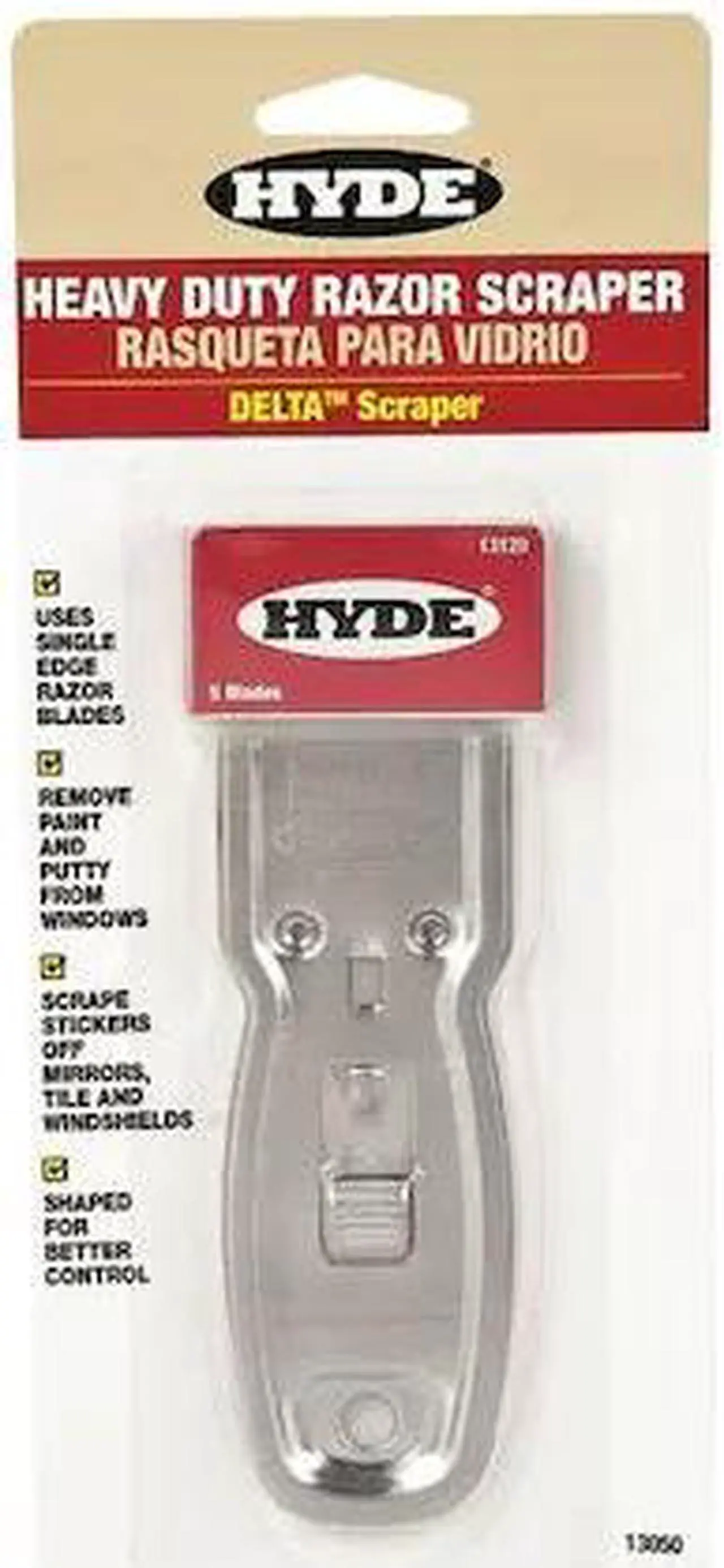 Alt view image 9 of 10 - Hyde 13050 Delta Heavy-Duty Glass Scraper with 5 Blades