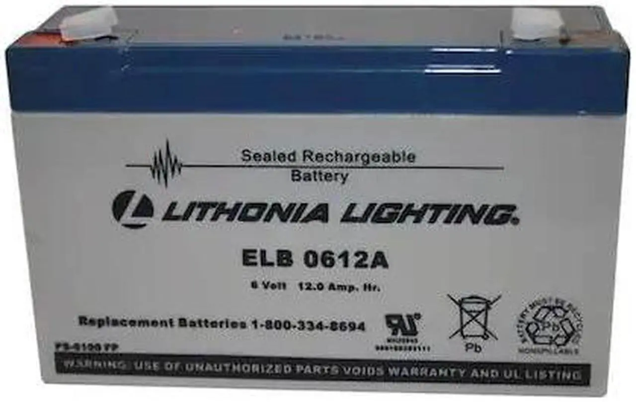 Main image of LITHONIA LIGHTING ELB 0612A Battery,Lead Calcium,6V,12A/HR.