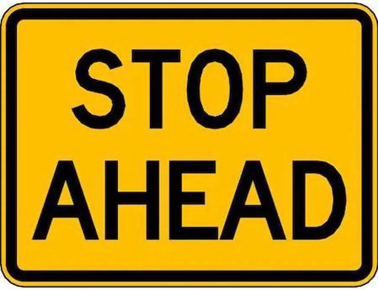 Main image of LYLE W3-1AP-24HA Traffic Sign,18 x 24In,BK/YEL,Stop Ahead