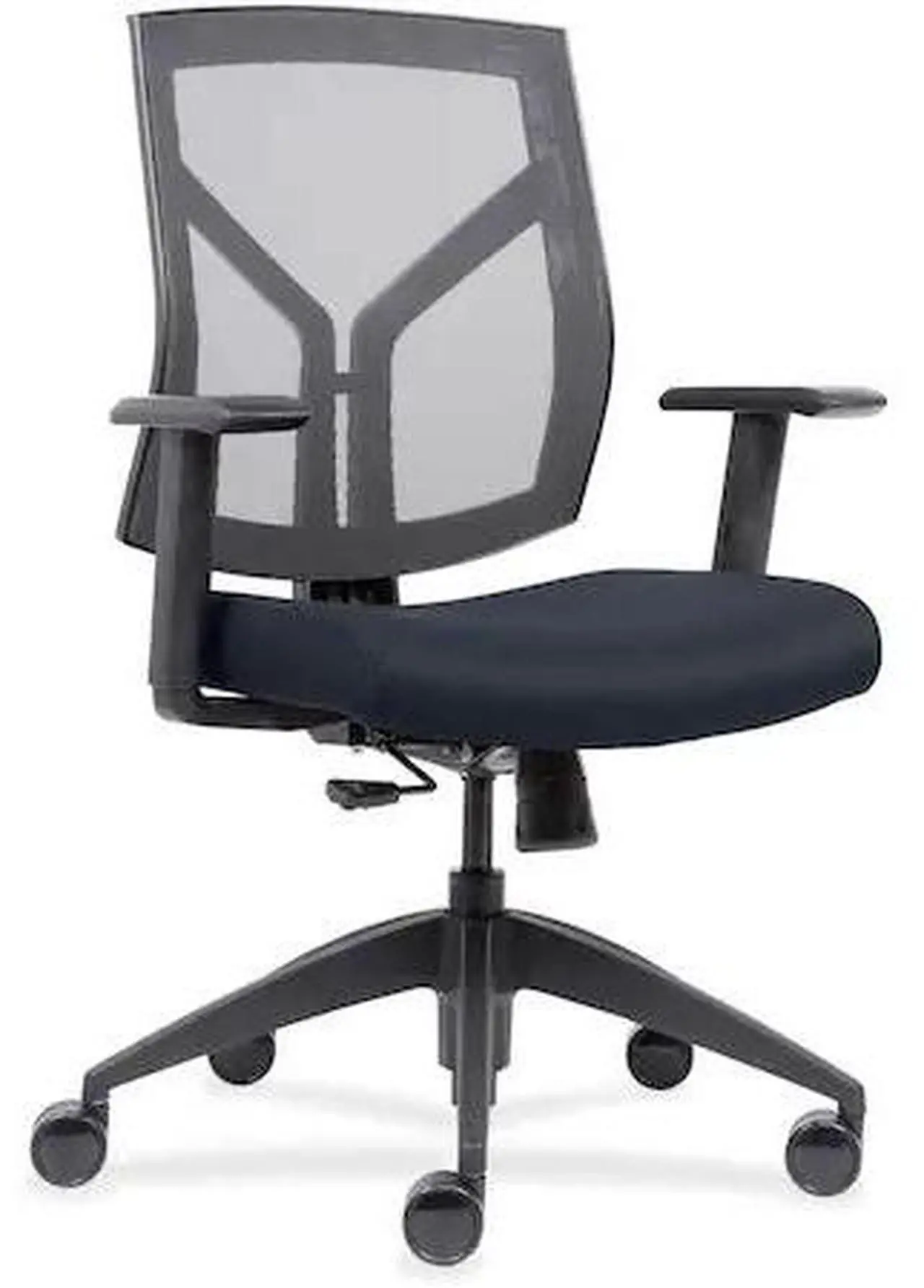 Alt view image 7 of 9 - Lorell 83111A204 Mid-Back Chairs wth Mesh Back & Fabric Seat - Dark Blue