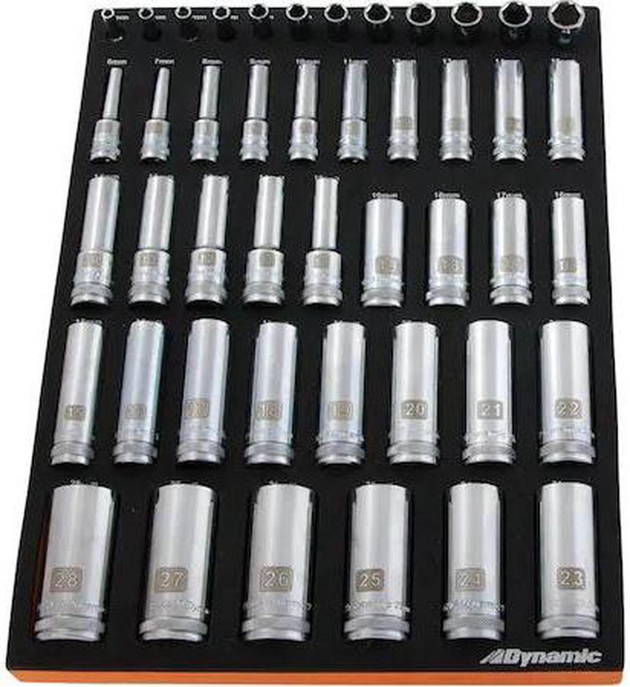 Main image of DYNAMIC D096001-FT6T 46Pcs 1/4, 3/8& 1/2Dr Metric Deep Chrome Sckt Set W/