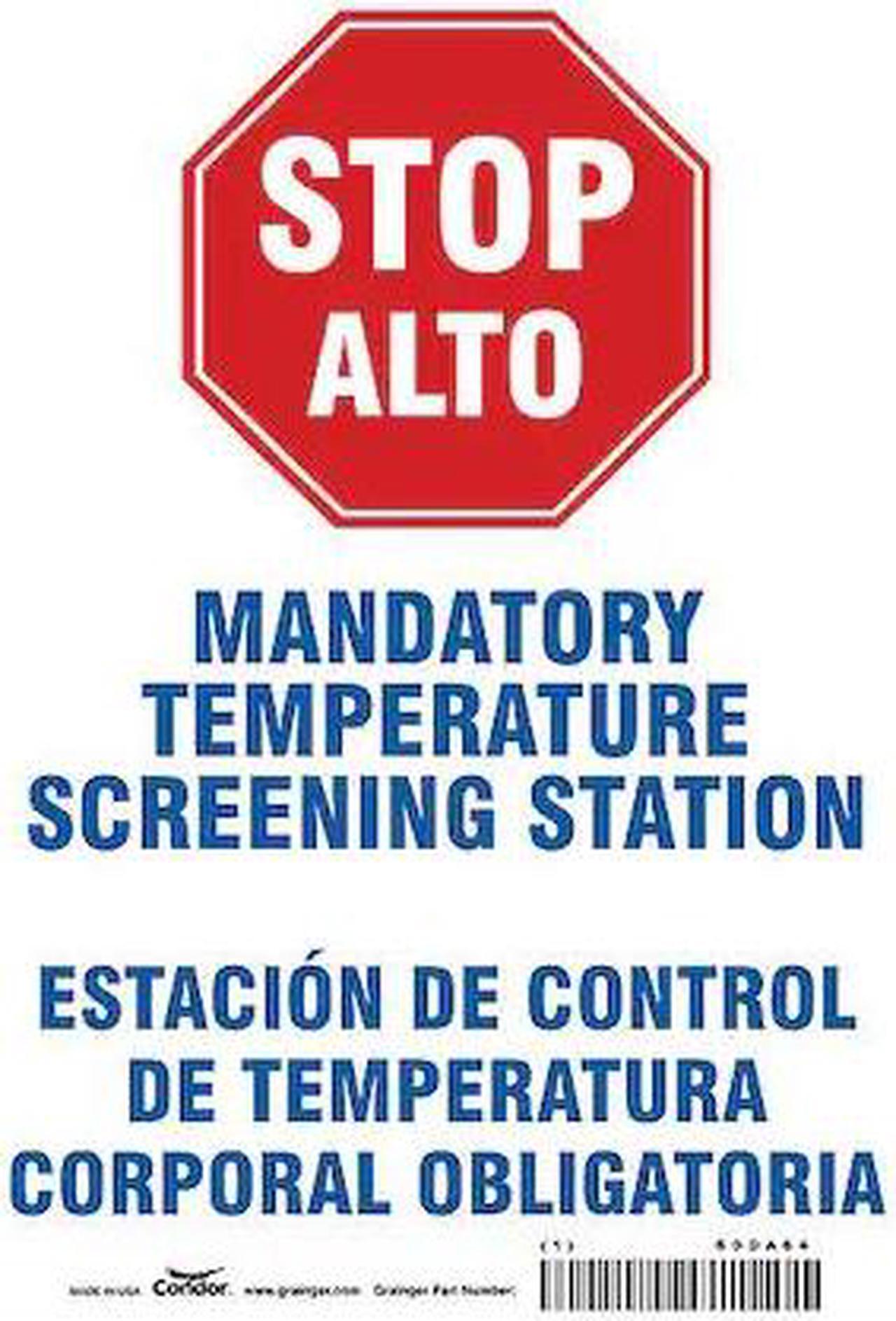Main image of CONDOR HWB770T1410 Bilingual Temperature Screening Sign, HWB770T1410